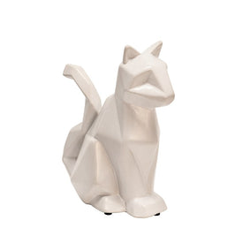 Modern Ceramic Cat Figurine - White