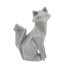 Modern Beaded Ceramic Fox Figurine - Silver