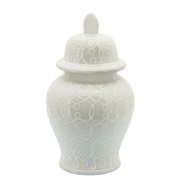 10" Ceramic Temple Jar - Ivory