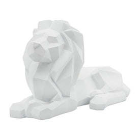 Polyresin Laying Lion Figurine - White