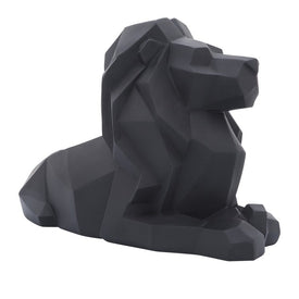 Polyresin Laying Lion Figurine - Black