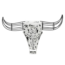 12" Metal Buffalo Head Wall Decor - Black/White