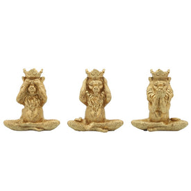 6" Polyresin Yoga Lions Set of 3 - Gold