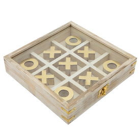 8" x 8" Wood Tic-Tac-Toe Game Box - White