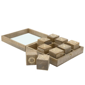 10" x 10" Wood and Brass Tic-Tac-Toe Game - Natural
