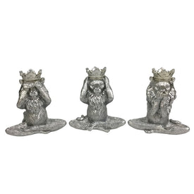 6" Polyresin Yoga Lions Set of 3 - Silver