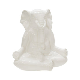 7" Ceramic Yoga Elephant Figurine - White