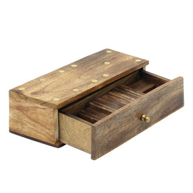 9" x 4" Wood Dominoes with Storage Case - Brown