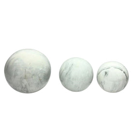 4"/5"/6" Marble Finish Ceramic Orbs Set of 3 - White