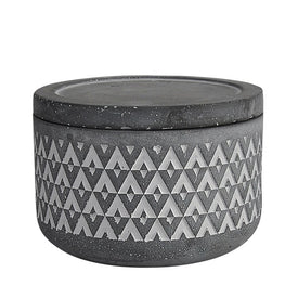 4.75" Aztec Triangles Covered Cement Jar - Gray