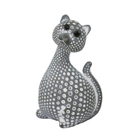 4.5" Spotted Polyresin Cat - Gray