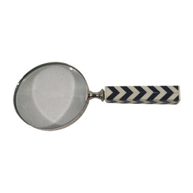 4" Magnifying Glass with Chevron Polyresin Handle - Black/White