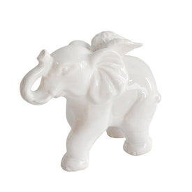 7" Ceramic Elephant Angel Figurine - White