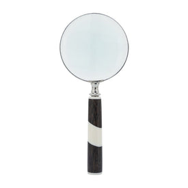 4" Magnifying Glass with Two-Tone Polyresin Handle - Black/White
