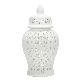 Ceramic 18" Cut-Out Temple Jar - White