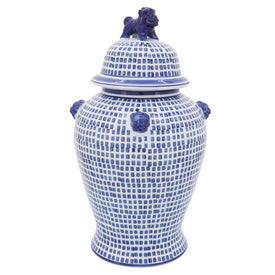 18" Ceramic Mosaic Temple Jar - Blue