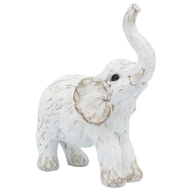 8" Polyresin Elephant Figurine - White