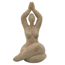 11" Polyresin Namaste Female Yoga Figurine - Brown