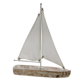 17" Wood Sailboat with Cloth Sails - Natural
