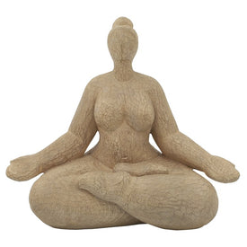 11" Polyresin Sucasana Female Yoga Figurine - Brown