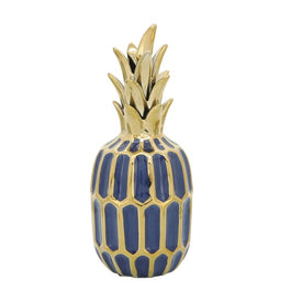 Ceramic 10.25" Pineapple - Navy/Gold