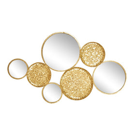 39" Glittered and Mirrored Discs Wall Decor - Gold