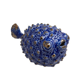 8" Blue Ceramic Puffer Fish
