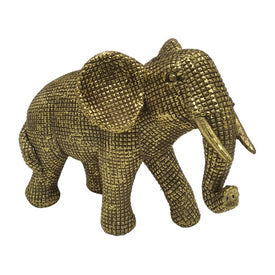 8" Polyresin Elephant Figurine - Gold