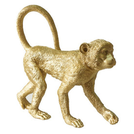 Polyresin Walking Monkey Figurine - Gold