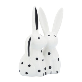 7" Porcelain Kissing Bunnies - White