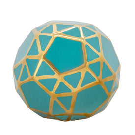 6" Ceramic Orb - Turquoise/Gold