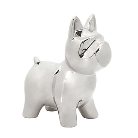 8" Ceramic Dog Figurine - Silver
