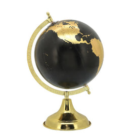 13" Metal Globe - Gold/Black