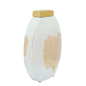 12" Coral Decal Jar with Lid - White/Gold