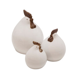 Ceramic Roosters Set of 3 - White