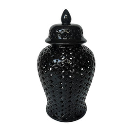 18" Cut-Out Clover Temple Jar - Black
