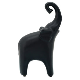 6" x 11" Ceramic Elephant - Matte Black