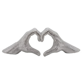 Hands Forming Love Heart Sculpture - Silver