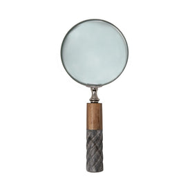 4" Magnifying Glass with Wood/Polyresin Handle - Two-Tone