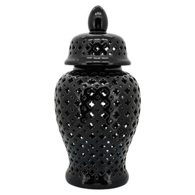 24" Cut-Out Clover Temple Jar - Black