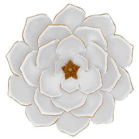 17" Metal Multi-Layer Flower Wall Decor - White/Gold