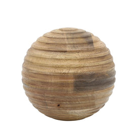 8" Wooden Orb with Ridges - Natural