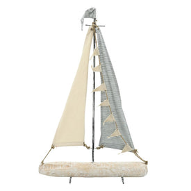 25" Iron Sailboat with Cloth Sails - Multi