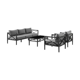 Sonoma Outdoor Four-Piece Set in Dark Gray Finish and Dark Gray Cushions