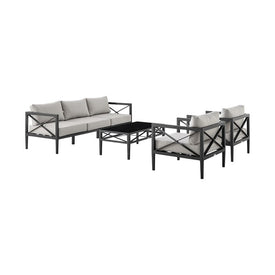 Sonoma Outdoor Four-Piece Set in Dark Gray Finish and Light Gray Cushions