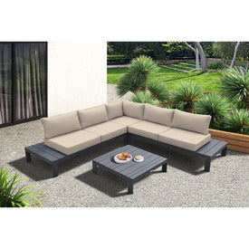 Razor Outdoor Four-Piece Sectional set in Dark Gray Finish and Taupe Cushions
