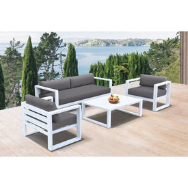 Aelani Outdoor Four-Piece Set in White Finish and Charcoal Cushions