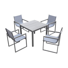 Bistro Dining Set Gray Powder Coated Finish (Table with 4 chairs)