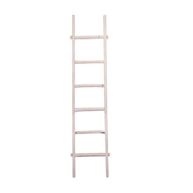 76" Decorative Wooden Ladder - White
