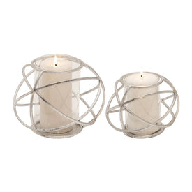 6" Orb Candle Holders Set of 2 - Silver